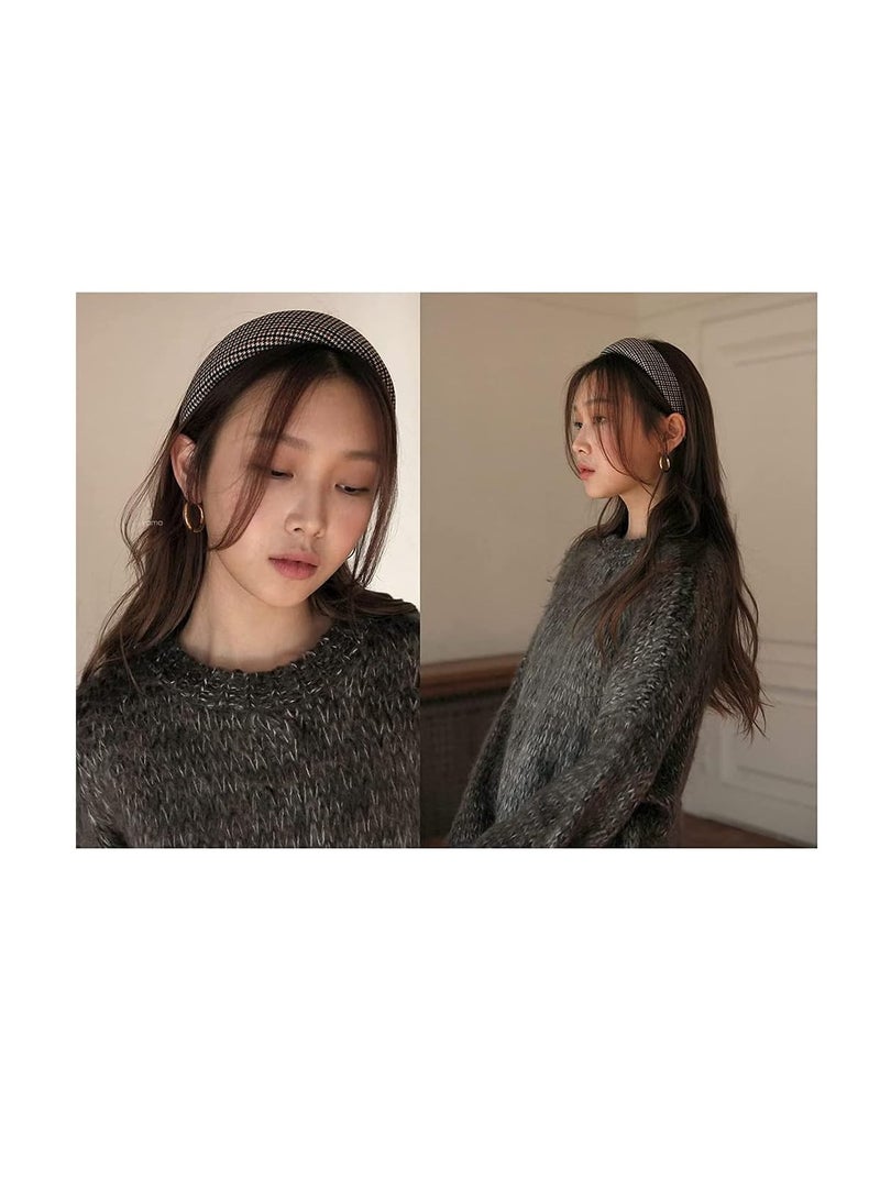 Excefore Vintage Plaid Headbands Wide Headbands for Women - Image 4