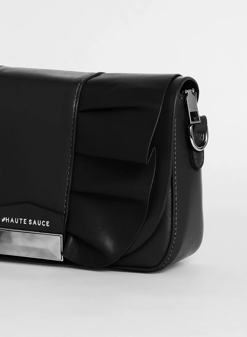 Haute Sauce Women's The Ruched Sling Bag - Midnight Black