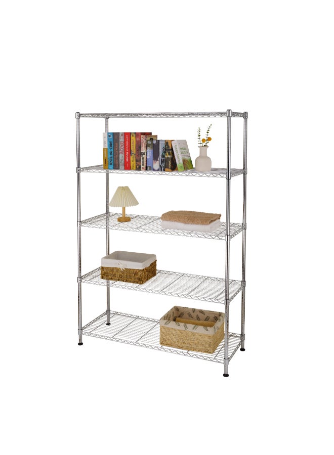 HoneyBee 5-Tier Free Standing Durable Wire Storage Rack Chrome 178 x 45 x 120 cm FW-A2530B - Image 2