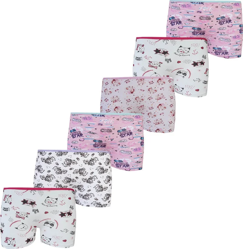 هيبسين راكيب Rivaling All 6 Girls' Patterned Lycra Cotton Boxer Panties