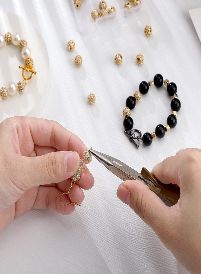 Inbagi 40 Pcs 10 mm Gold Rhinestone Spacer Beads Round Zirconia Cubic Beads for Jewelry Making Disco Ball Bracelet Charms DIY Necklace Earrings Crafts - Image 3