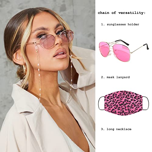 PEARLADA 18K Gold Plated Eyeglass Chain Sunglasses Strap Holder Reading Glasses Retainer Gold Plated Beaded Chain String Cord Lanyard (D. Rice Pearl) - Image 5
