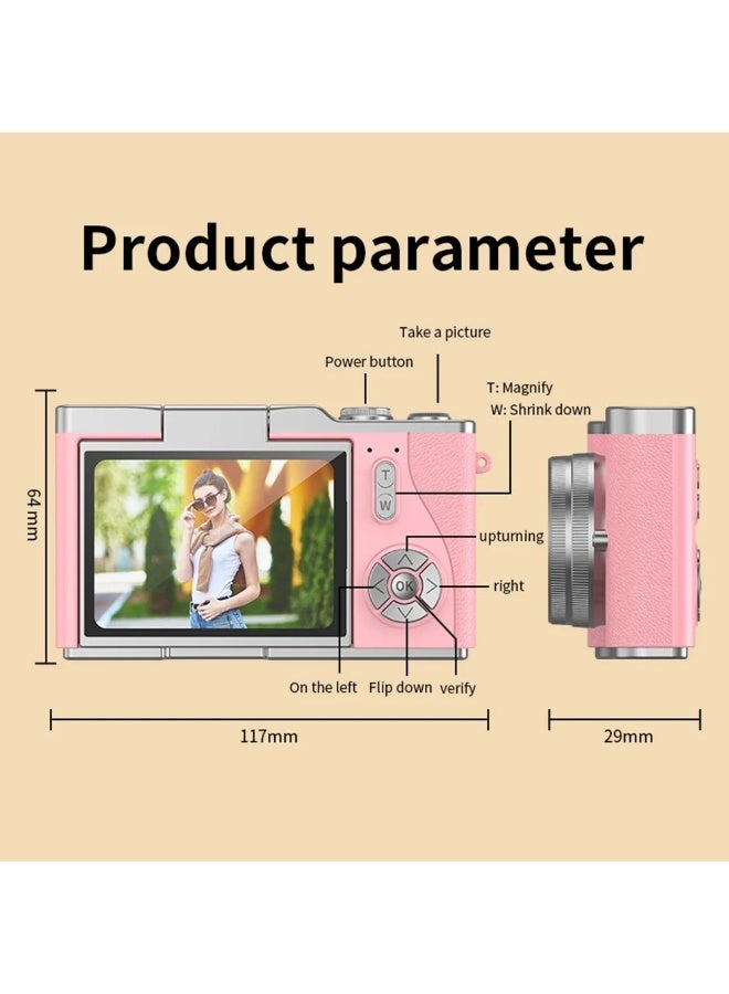 48MP CCD Digital Zoom Portable Digital Camera with 180° Flip Screen for Selfies, 4K HD Photography, Yellow - Image 5