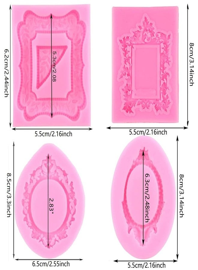SUNKOOL Picture Frames Silicone Mold Photo Frame Fondant Mold Baroque Style Frame Molds for Cupcake Topper Cake Decoration Chocolate Candy Polymer Clay Gum Paste - Image 2