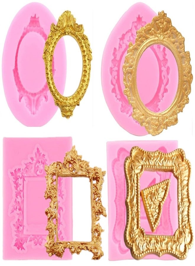 SUNKOOL Picture Frames Silicone Mold Photo Frame Fondant Mold Baroque Style Frame Molds for Cupcake Topper Cake Decoration Chocolate Candy Polymer Clay Gum Paste - Image 1