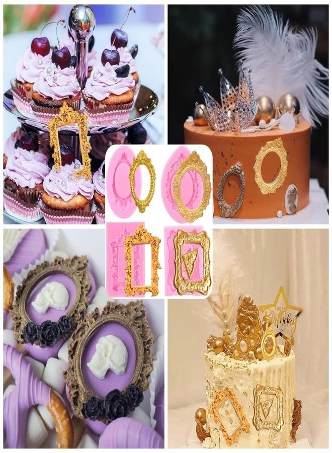 SUNKOOL Picture Frames Silicone Mold Photo Frame Fondant Mold Baroque Style Frame Molds for Cupcake Topper Cake Decoration Chocolate Candy Polymer Clay Gum Paste - Image 3