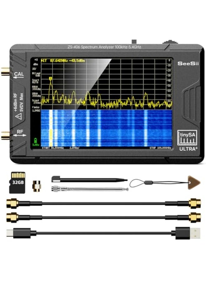 SOLARAE Spectrum Analyzer, 4.0 Inch 100kHz to 5.4GHz Handheld Tiny Frequency Analyzer with 32Gb Card, 2-in-1 Signal Generator MF/HF/VHF UHF Input,V0.4.6.1,2025 Upgraded - Image 1