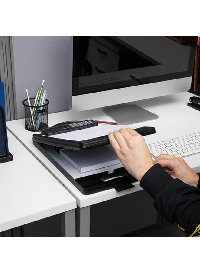 Mind Reader Clipcalc Blk Clipboard Calculator Plastic Letter Bottom Opening Storage Low Profile Clip School Office 9.5"L X 15"W X 2.5"H Black - Image 2