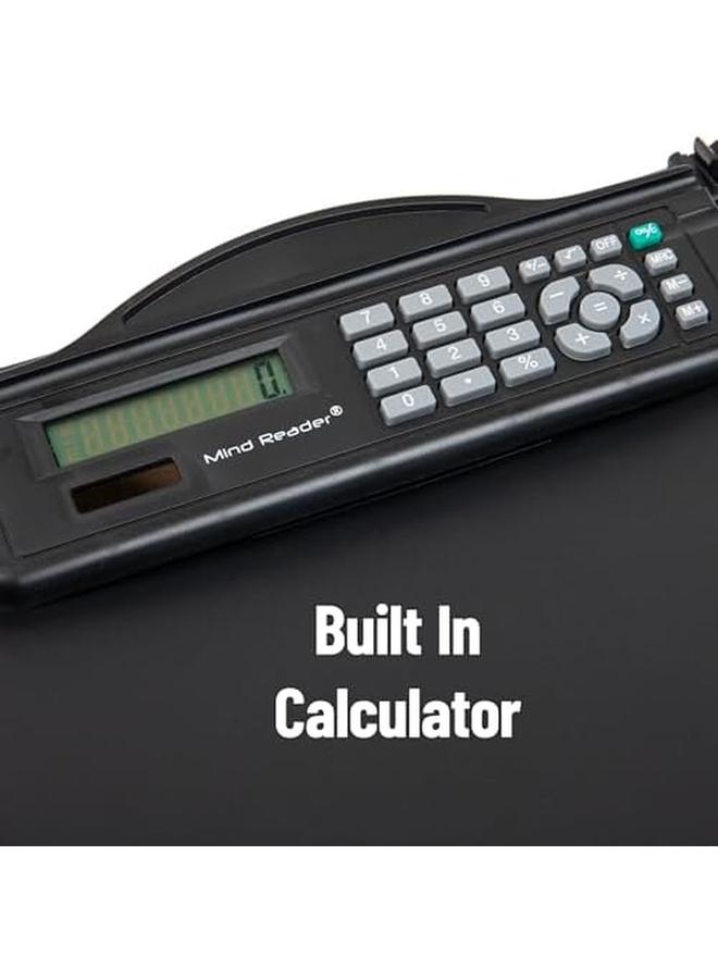 Mind Reader Clipcalc Blk Clipboard Calculator Plastic Letter Bottom Opening Storage Low Profile Clip School Office 9.5"L X 15"W X 2.5"H Black - Image 4