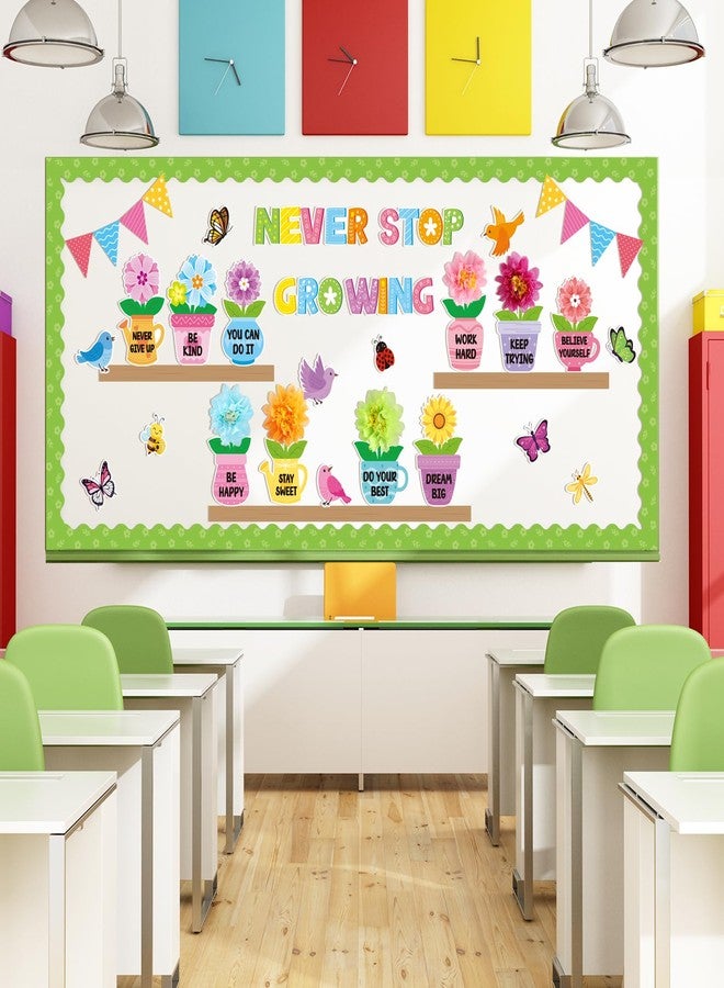 Hedeey 75 Pcs Spring Flower Bulletin Board Decorations Set 3D Flower Flowerpot Cutouts Decor Never Stop Growing Inspirational Bulletin Board Decoration for Classroom School Office Chalkboard Door Party Decor - Image 5
