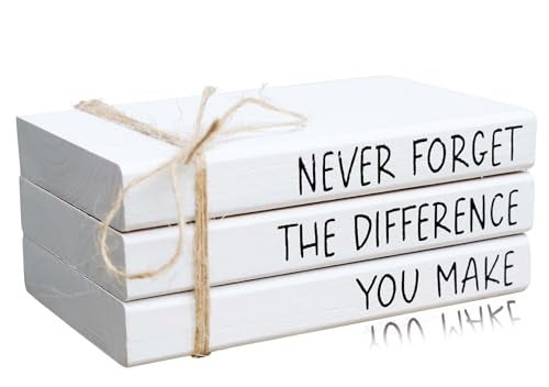 RUKEJUNE Farmhouse Wooden Office Desk Decor - Cute Decorative Books for Shelf Decoration - Inspirational Gifts for Women Men - Never Forget The Difference You Make Sign - Image 1