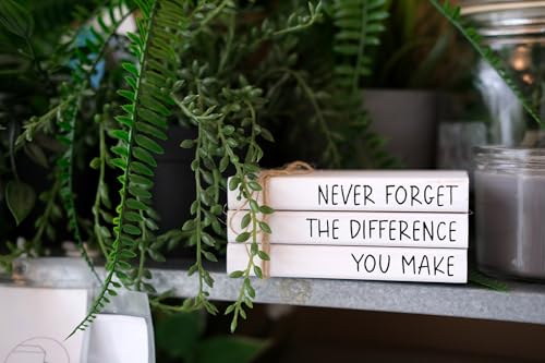 RUKEJUNE Farmhouse Wooden Office Desk Decor - Cute Decorative Books for Shelf Decoration - Inspirational Gifts for Women Men - Never Forget The Difference You Make Sign - Image 5
