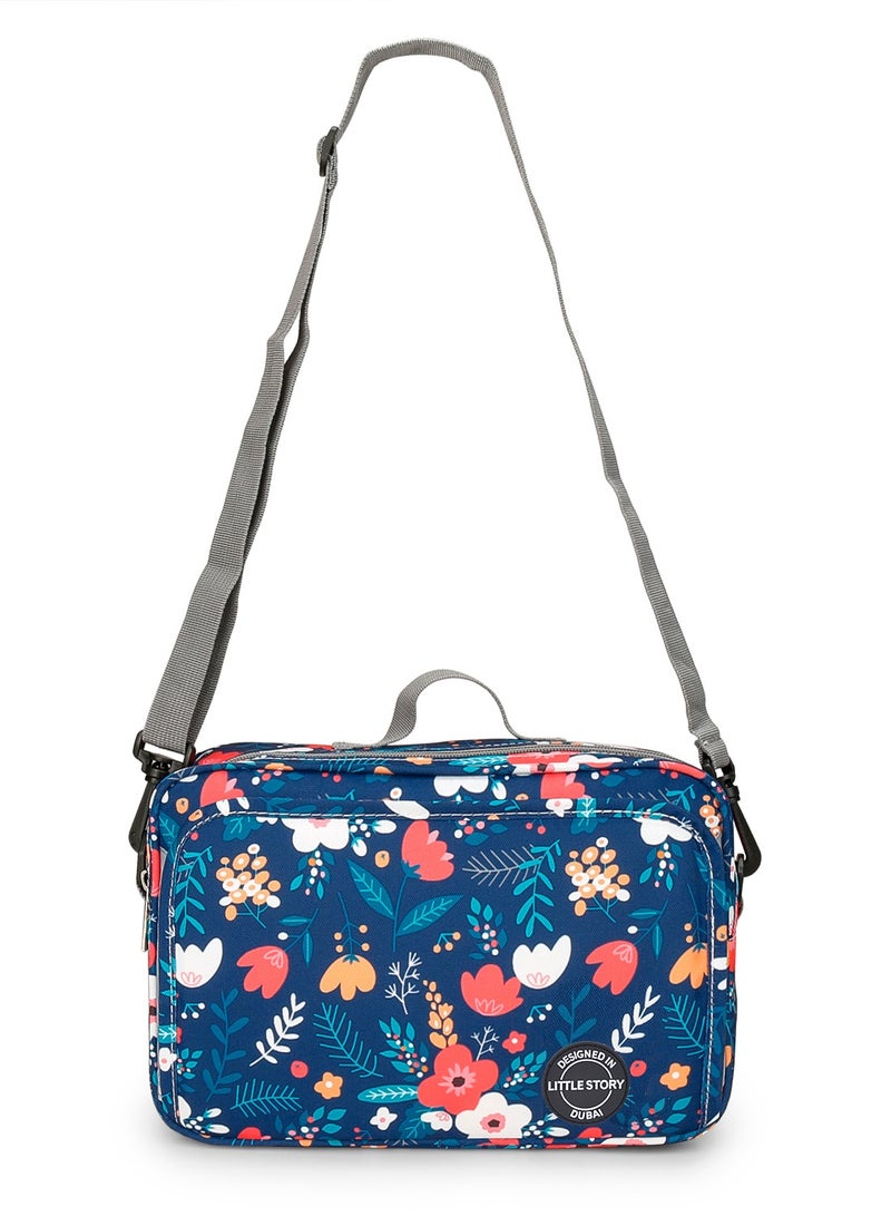 Little Story Baby Diaper Changing Clutch Kit With Detachable Shoulder Strap - Floret Blue - Image 2