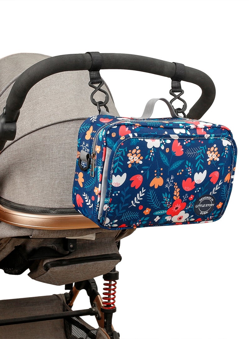 Little Story Baby Diaper Changing Clutch Kit With Detachable Shoulder Strap - Floret Blue - Image 3