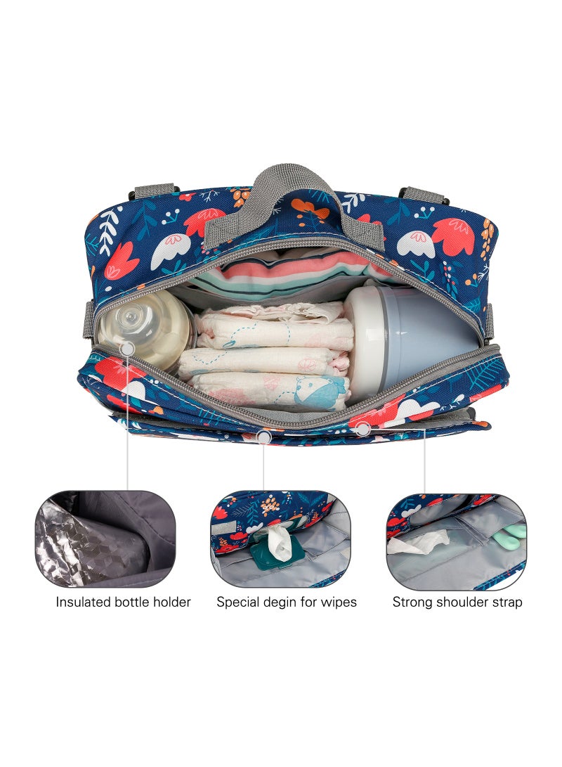 Little Story Baby Diaper Changing Clutch Kit With Detachable Shoulder Strap - Floret Blue - Image 4