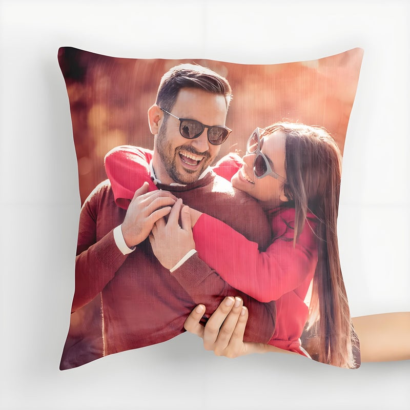 45x45 سم وسادة صور شخصية قابلة للتخصيص DIY غطاء وسادة مزين بذكريات الزفاف صور العائلة والحب مادة ناعمة هدية مثالية له لها الصديق الصديقة الأم العائلة - Image 4