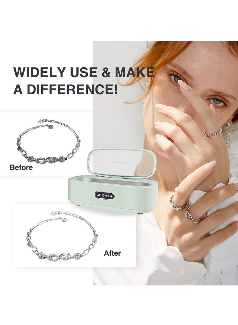 Excefore Jewelry Cleaner, Ultrasonic Eyeglasses Cleaner, Makeup Brush Cleaning Box, Stainless Steel Cleaning Machine, for Eyeglass Watches Jewelry Dentures, 300ml 4 Time Settings - Image 4