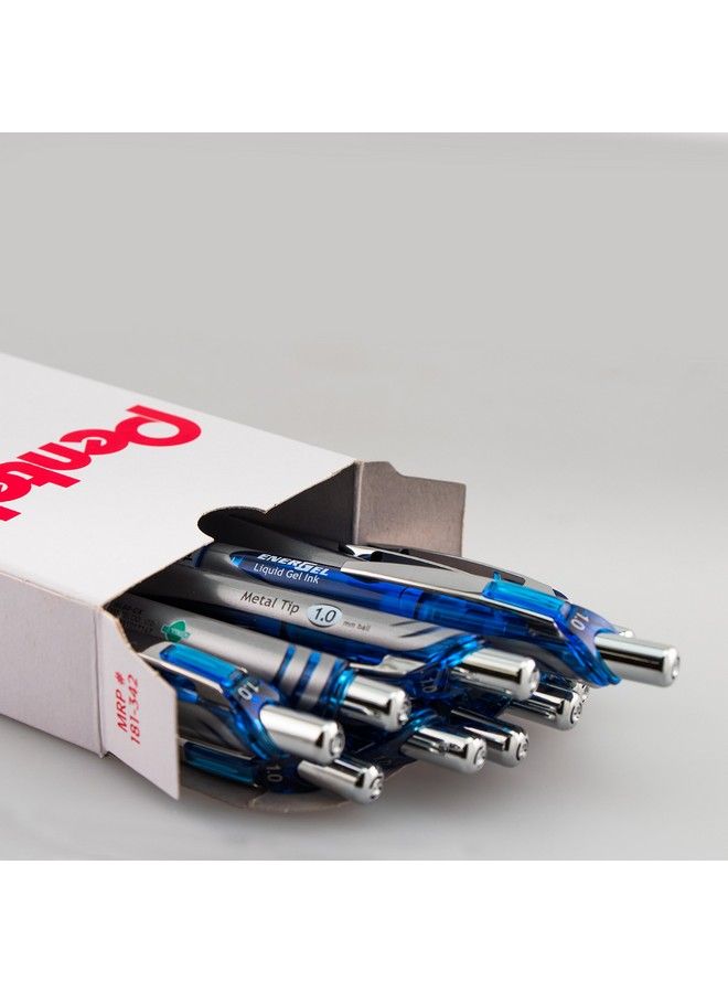 Pentel قلم جيل سائل قابل للسحب إينرجيل آر تي إكس خط عريض طرف معدني حبر أزرق علبة من 12 (Bl80C) - Image 3