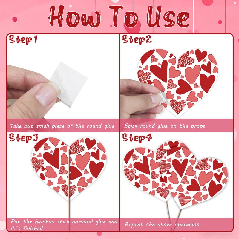 Pedel Valentineâ€™s Day Decorations, 24Pcs Valentines Table Centerpieces Red Heart Centerpiece Sticks Table Toppers for Galentines Party Flower Vase Filler Decorations - Image 5