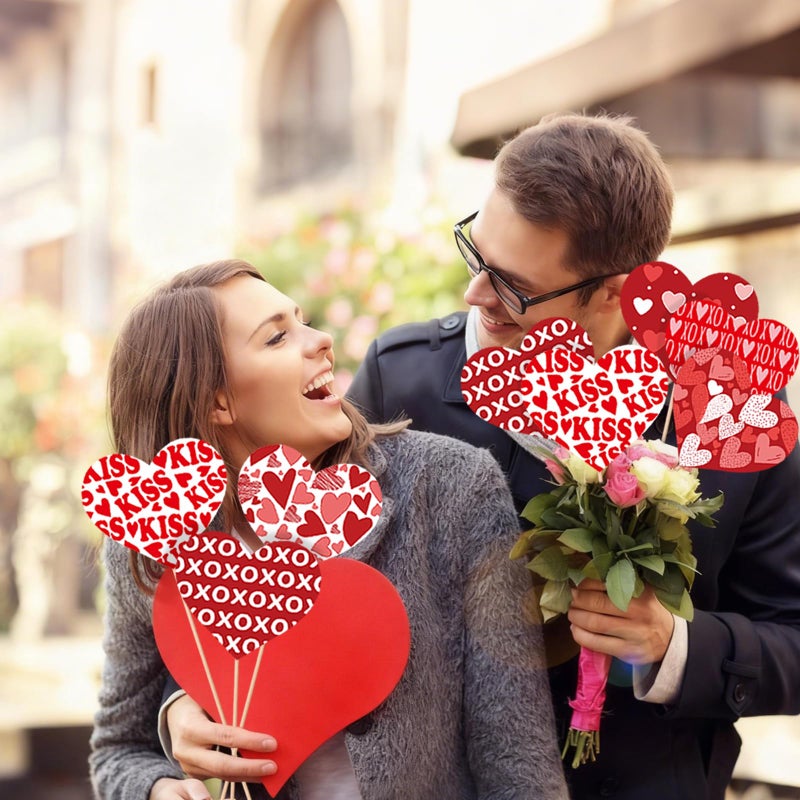 Pedel Valentineâ€™s Day Decorations, 24Pcs Valentines Table Centerpieces Red Heart Centerpiece Sticks Table Toppers for Galentines Party Flower Vase Filler Decorations - Image 2