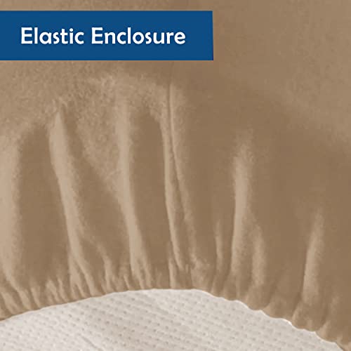 Sassoon Laika Single Bed Waterproof Mattress Protector 36x72 inch (3x6 Feet) | Pack of 1, Beige | Elastic Fitted Cotton Feel Terry Ultra Soft Breathable Hypoallergenic Mattress Cover - Image 5