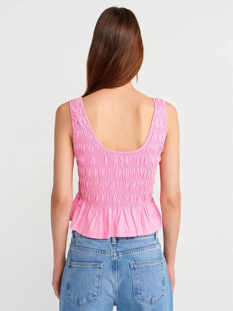 ديلفين DILVIN Textured Cotton-modal Crop Cami Blouse
