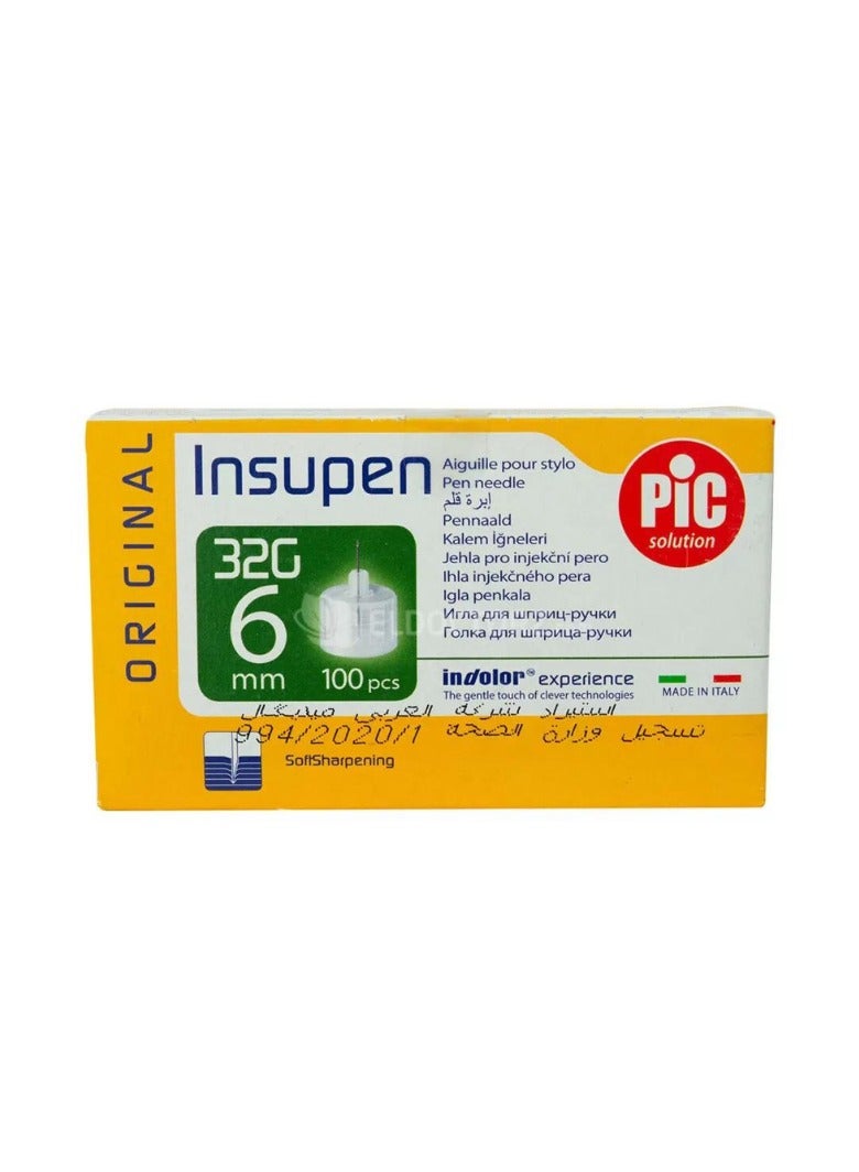 PIC Advanced Insupen 32g/6mm Insulin Pen Needles (100 Pieces)