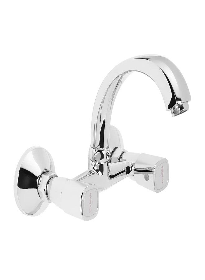 Hindware F740023CP Dove Hot and Cold Sink Mixer with Swivel (Wall Mounted), Brass with Chrome Finish, Kitchen Mixer Tap - Image 3