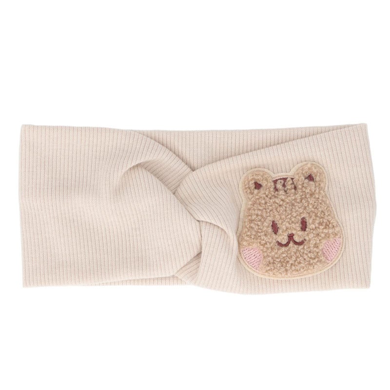 Aramox Soft Cotton Elastic Baby Headbands For Kids Cartoon Pattern Hairbands Beige For Family Photography - Image 3