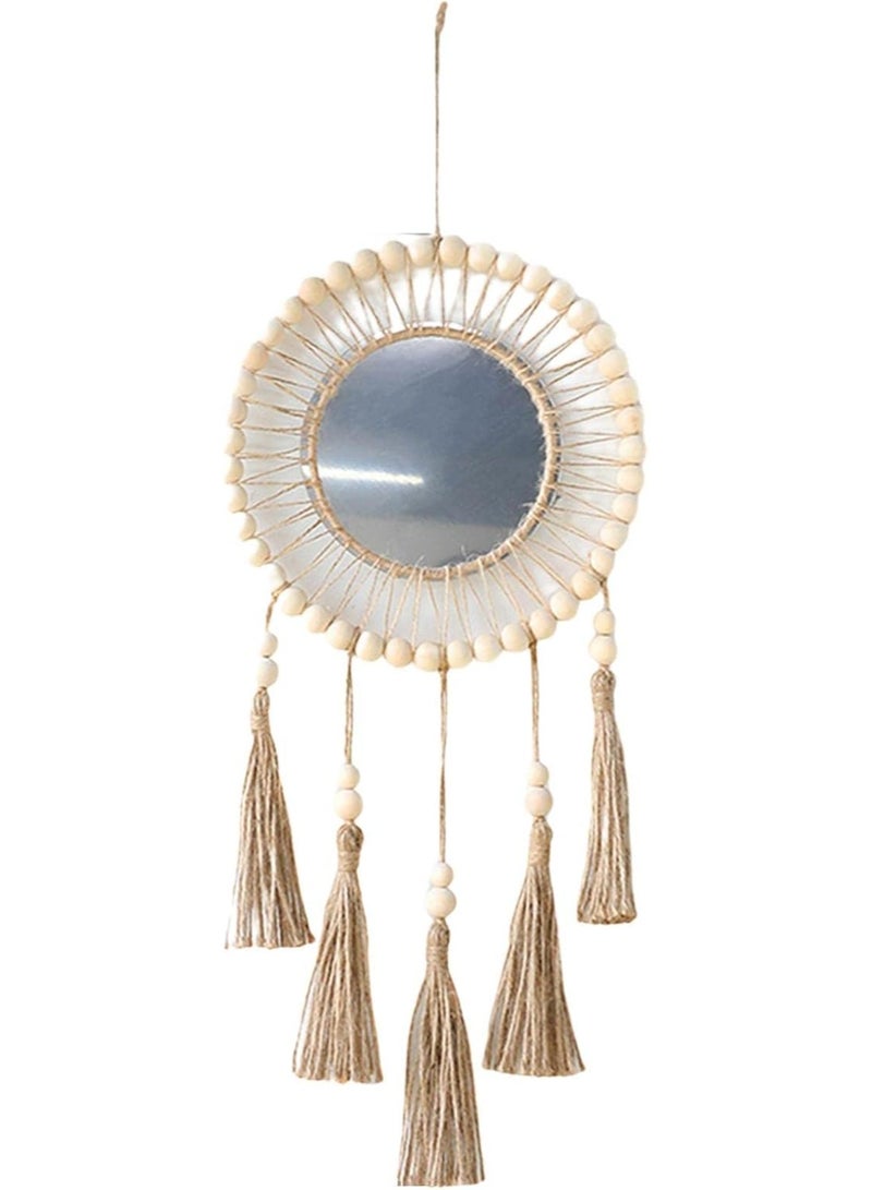 Decorate your walls stylishly with this bohemian round mirror featuring macrame tassels, perfect for bathroom, bedroom, or living room decor. - Image 4