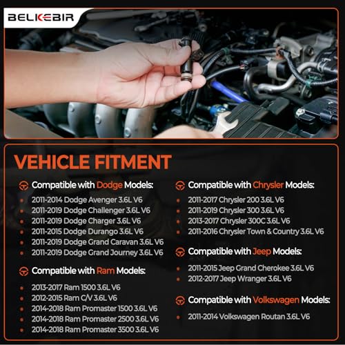 BELKEBIR Set of 6 Fuel Injectors 4 Holes Compatible with 20112019 Dodge Challenger Charger Durango Journey Grand Caravan Chrysler 200 300 Jeep Grand Cherokee Wrangler RAM 1500 36 V6 Replace FJ1147 0280158233 - Image 3