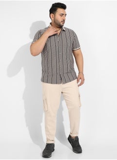 Instafab Plus Men's Light Grey & Navy Blue Contrast Knitted Shirt  - Image 5