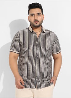 Instafab Plus Men's Light Grey & Navy Blue Contrast Knitted Shirt  - Image 2