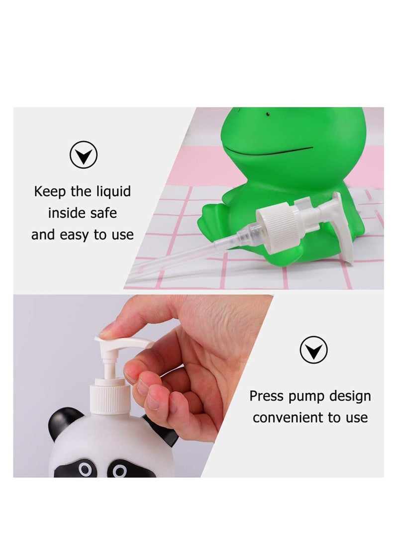 SYOSI 2 PCS Hand Wash Bottle Cartoon Kids Soap Dispenser Kids Hand Foam Soap Dispenser Shampoo Pump Dispenser Reusable and Portable Sturdy Durable Green Frog  Black White Panda 300ML  - Image 5