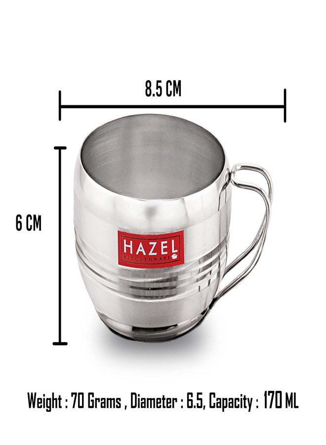 هايزل كوب شاي هازل من الفولاذ المقاوم للصدأ | كوب شاي وقهوة من الفولاذ المقاوم للصدأ، سعة 170 مل لكل كوب، طقم من قطعتين - Image 4