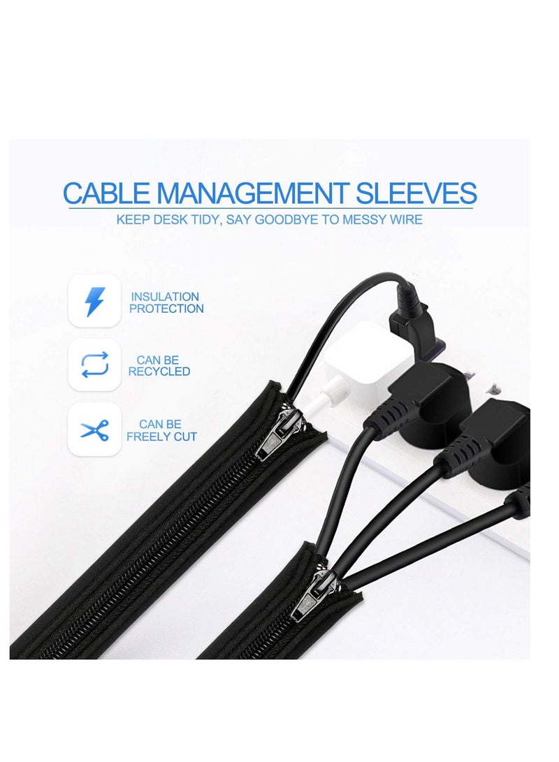 Excefore Zipper Wire Wrap Covers, 20 inch Cord Organizer Sleeve with Zipper, Cord Organizer and Cable Protector, for TV, Computer, Office, Home Entertainment (4Pcs Black)  - Image 2