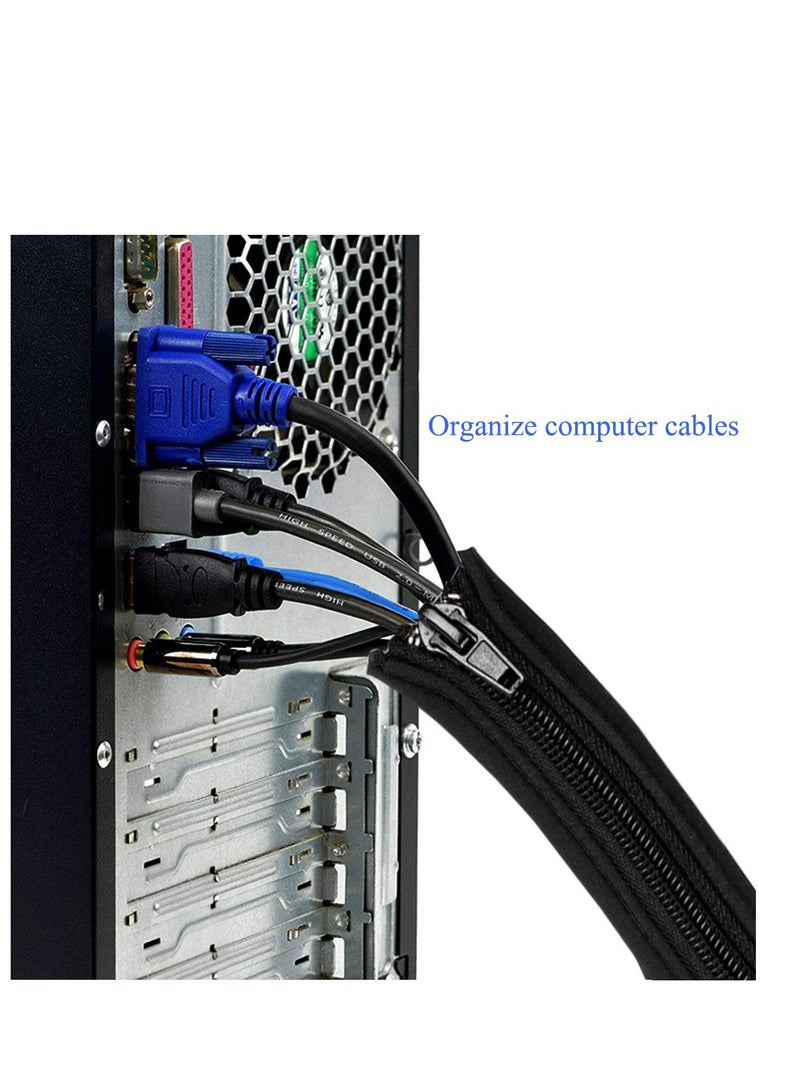 Excefore Zipper Wire Wrap Covers, 20 inch Cord Organizer Sleeve with Zipper, Cord Organizer and Cable Protector, for TV, Computer, Office, Home Entertainment (4Pcs Black)  - Image 3