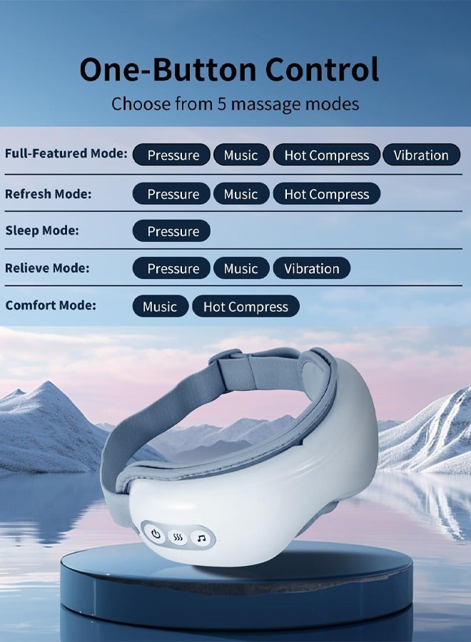 كيلا Eye Massager with Heat, Heated Eye Massager for Migraines with Compression and Music, Wireless Eye Mask Massager with Heat, 5 Modes Portable Massaging Eye mask for Relieve Eye Strain  - Image 3