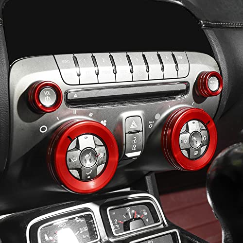 Jimen Compatible with Chevrolet Camaro 2010-2015, 6PCS HUD Headlight & Center Console Switch Knob Cover Trim Ring (Red) - Image 5