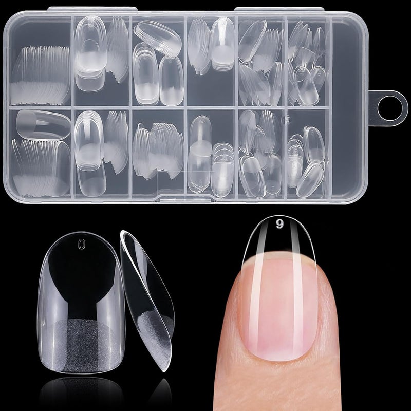 LifexTol 240pc Oval Gel Nail Tips Short Fake Nails for Press on Nails Clear Acrylic Nails Tips, 12 Sizes Full Cover Nail tips Round Soft Gel Nail Tips False Nails Extension Artificial Fingernail