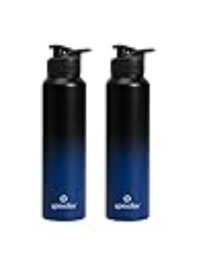 Speedex Stainless Steel Metal Water Bottle 1 Ltr 1000 ml, BIS Approved, Leak Proof Sipper Cap Bottle for Office, School, Gym, Travel, Daily Use for Men, Women, Kids, Adults, Black Blue, Set of 2 - Image 1