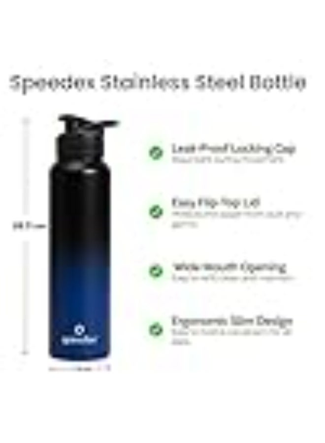 Speedex Stainless Steel Metal Water Bottle 1 Ltr 1000 ml, BIS Approved, Leak Proof Sipper Cap Bottle for Office, School, Gym, Travel, Daily Use for Men, Women, Kids, Adults, Black Blue, Set of 2 - Image 4