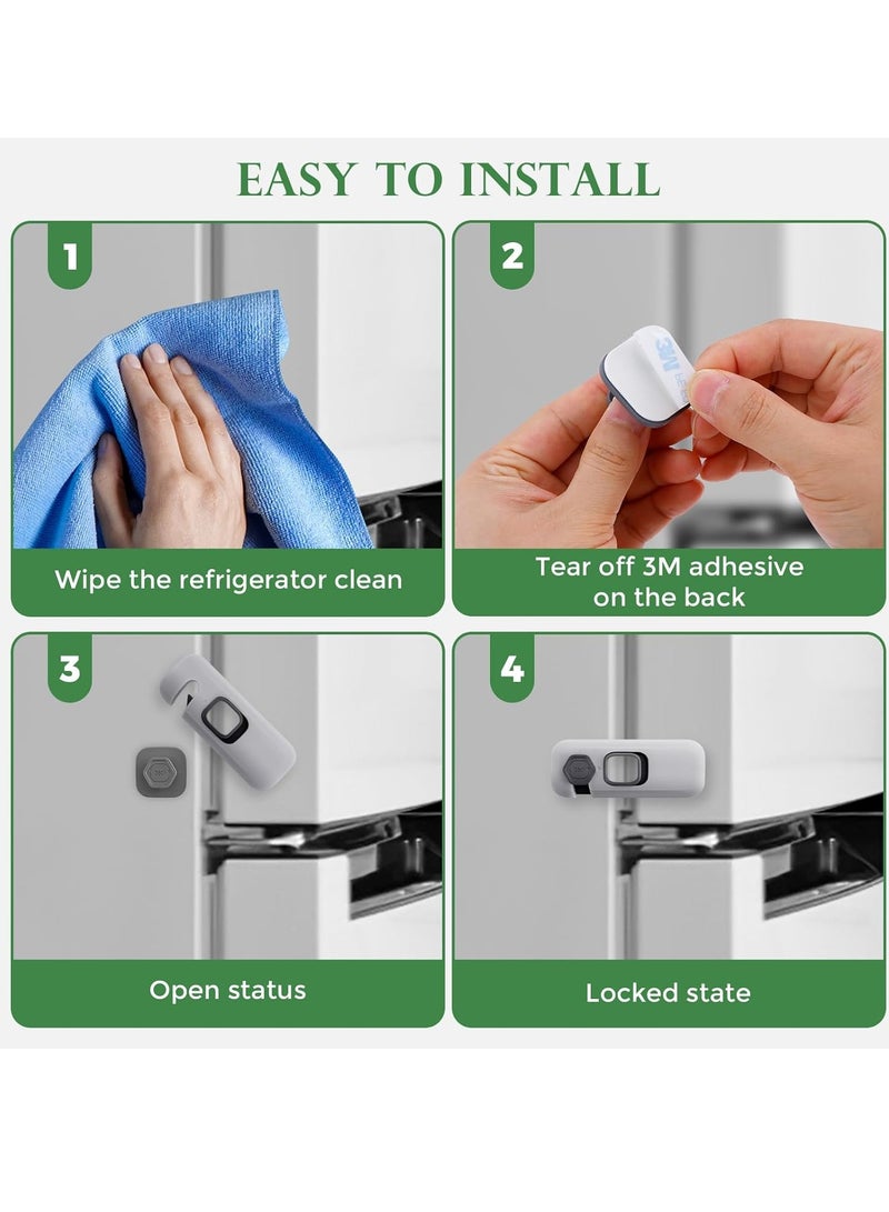 Sylqvxh 5 Pack Child Proof Refrigerator Lock, Baby Proofing Cabinet Locks, oven lock child safety, fridge lock, for Fridge, Drawers, Dishwasher, Oven, Cupboard, Closet, Adhesive, No Tools Need(Grey) - Image 4