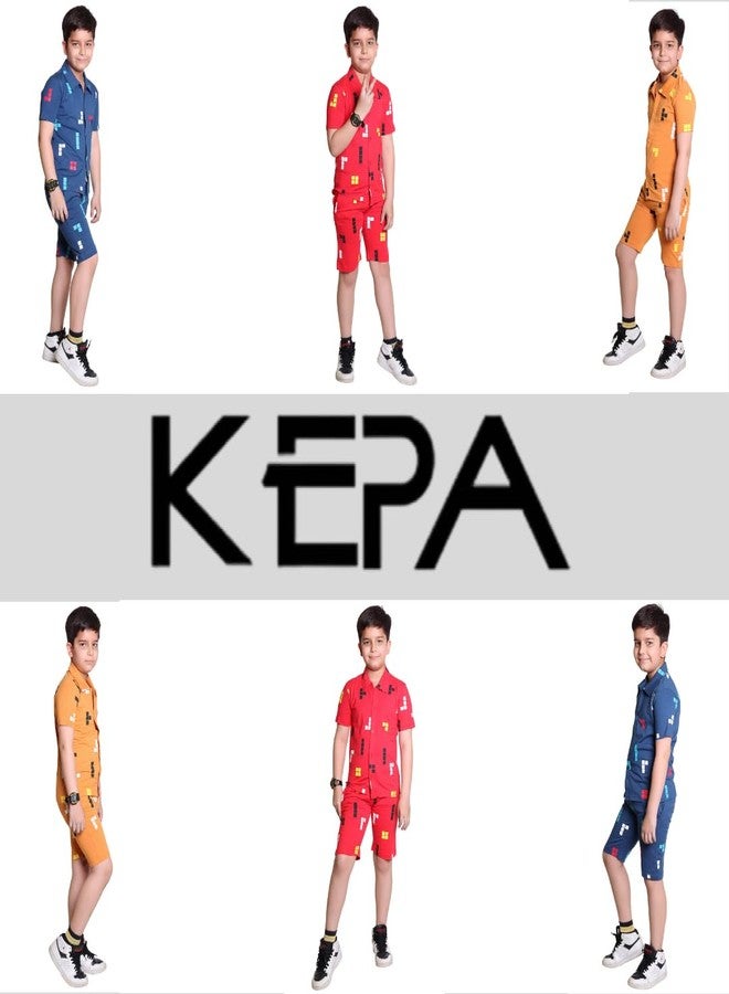 Kepa Boys Dress 7-8 years Kids Clothes for Boys 4-12 years - Soft Cotton dress for Summer Durable Clothing set, Night Suit for Kids, Cotton Outfit Co-Ord Sets -REDORANGE_10-11 Years - Image 5