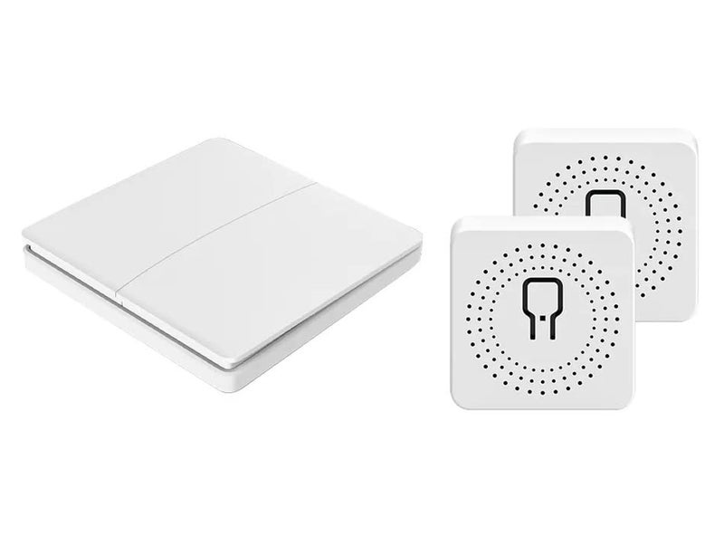 SWYAM No Battery Self Powered Kinetic Wireless RF Switch 2 Way Operation 2 Gang 2 Receiver Switch Compatible with Any Electrical Load - Image 1