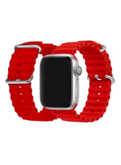 CATANES Apple Watch Ocean Band 41mm 40mm 38mm Soft Silicone Loop Strap for iWatch Series 8/7/SE/6/5/4/3/2/1 Red  - Image 5
