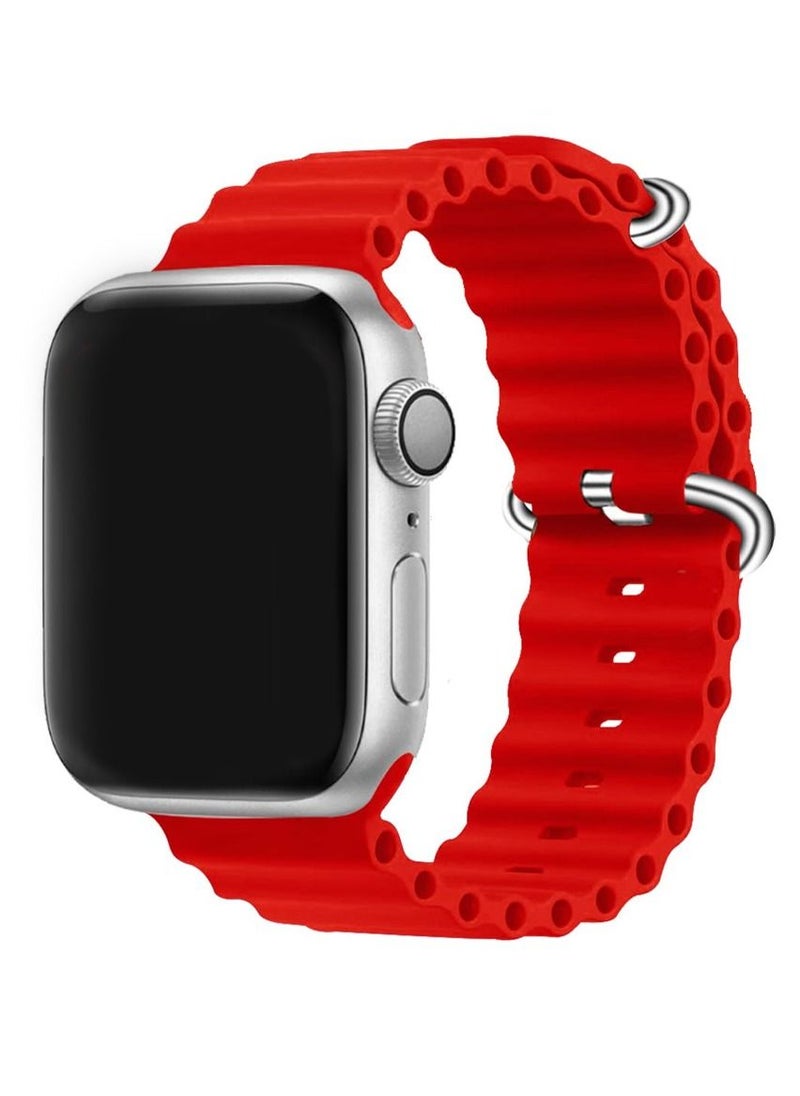 CATANES Apple Watch Ocean Band 41mm 40mm 38mm Soft Silicone Loop Strap for iWatch Series 8/7/SE/6/5/4/3/2/1 Red  - Image 1