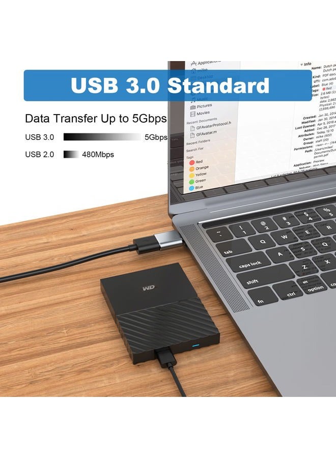 AreMe USB C Adapter (6 Pack), USB A Male to USB C Male, USB 3.0 Male to USB C Female, USB Type-C Male to USB 3.0 Female Converter Connector (Grey) - Image 3