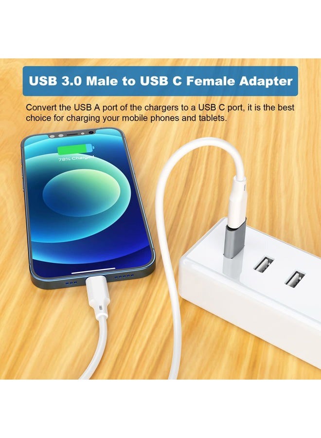 AreMe USB C Adapter (6 Pack), USB A Male to USB C Male, USB 3.0 Male to USB C Female, USB Type-C Male to USB 3.0 Female Converter Connector (Grey) - Image 4