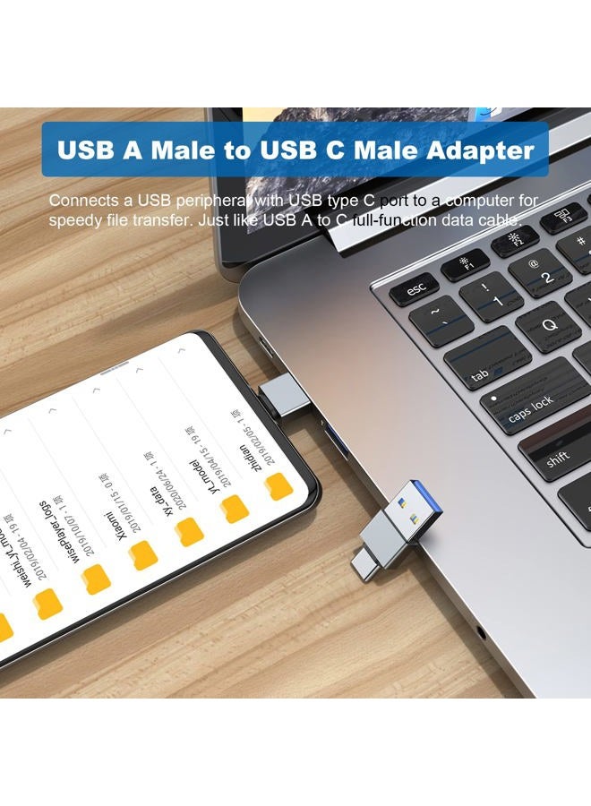 AreMe USB C Adapter (6 Pack), USB A Male to USB C Male, USB 3.0 Male to USB C Female, USB Type-C Male to USB 3.0 Female Converter Connector (Grey) - Image 5